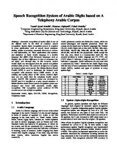 Speech Recognition System of Arabic Digits based ... - Semantic Scholar