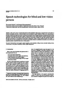 Speech technologies for blind and low vision persons - IOS Press