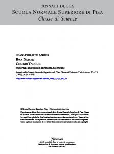 Spherical analysis on harmonic AN groups - Numdam