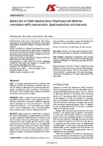 Sphincter of Oddi dysfunction: Psychosocial distress