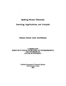 Spiking Neural Networks Learning, Applications, and