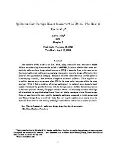 Spillovers from Foreign Direct Investment in China: The ... - Heiwai Tang