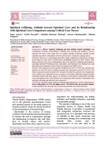 Spiritual wellbeing, Attitude toward Spiritual Care