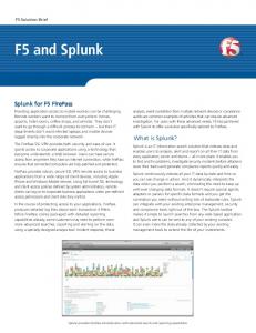 Splunk for F5 FirePass SSL VPN - Solution Brief - F5 Networks, Inc.