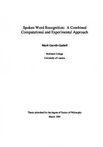 Spoken Word Recognition: A Combined ...