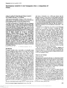 Spontaneous mutation in lac I transgenic mice: a ... - Mutagenesis