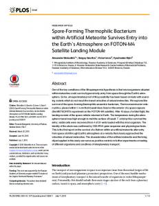 Spore-Forming Thermophilic Bacterium within Artificial ... - PLOS