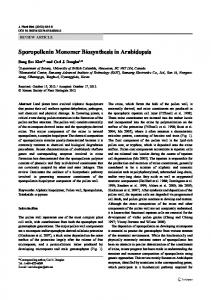 Sporopollenin Monomer Biosynthesis in Arabidopsis - Springer Link