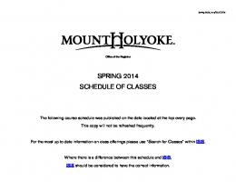 Spring 2014 Class Schedule - Mount Holyoke College