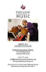 Spring 2014 Course Catalogue - Portland Conservatory of Music