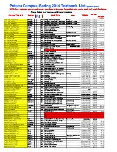 Spring 2014 Textbook List - Carl Albert State College