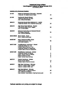 Spring 2014 Textbook List