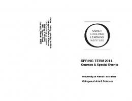 SPRING TERM 2014 Courses & Special Events
