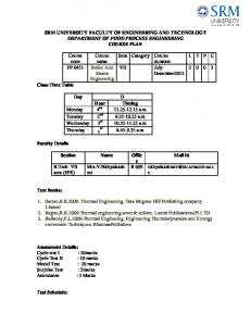 SRM UNIVERSITY FACULTY OF ENGINEERING AND ...