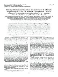 Stability of Eukaryotic Translation Initiation Factor 4E mRNA Is ...