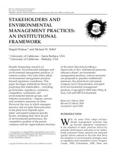 Stakeholders and environmental management practices: an