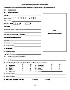 Standard FDW Biodata Form