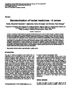 Standardization of herbal medicines - Academic Journals