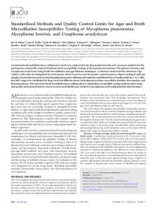 Standardized Methods and Quality Control Limits for Agar and Broth ...