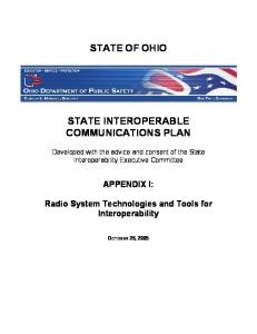 STATE OF OHIO STATE INTEROPERABLE COMMUNICATIONS PLAN