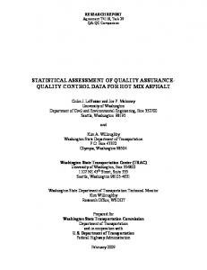 statistical assessment of quality assurance-quality ...