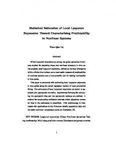 Statistical Estimation of Local Lyapunov Exponents - CiteSeerX