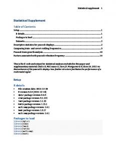 Statistical Supplement - PLOS