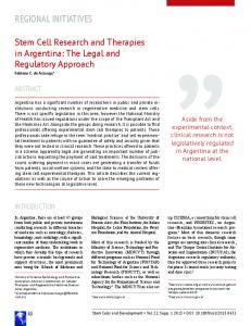 Stem Cell Research and Therapies in Argentina: The Legal and ...