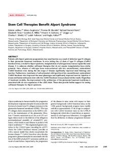 Stem Cell Therapies Benefit Alport Syndrome