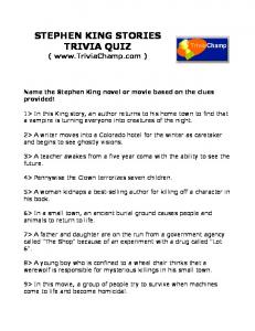STEPHEN KING STORIES TRIVIA QUIZ - Trivia Champ