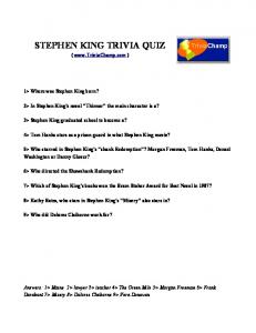 STEPHEN KING TRIVIA QUIZ - Trivia Champ