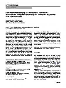 Stereotactic radiosurgery and fractionated stereotactic radiotherapy ...