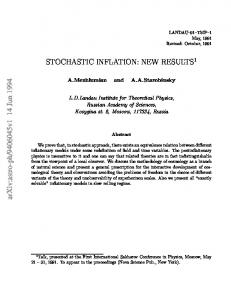 Stochastic Inflation: New Results