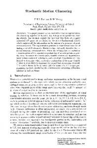 Stochastic motion clustering - Springer Link