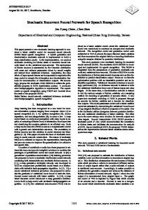 Stochastic Recurrent Neural Network for Speech