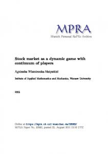 Stock market as a dynamic game with continuum of players