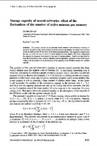 Storage capacity of neural networks - Semantic Scholar