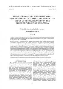 store personality and behavioral intentions of