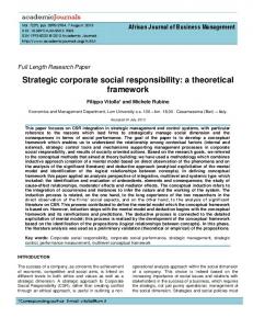 Strategic Corporate Social Responsibility and social ...