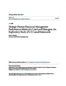 Strategic Human Resources Management Performance Metrics for ...