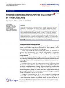 Strategic operations framework for disassembly in remanufacturing ...