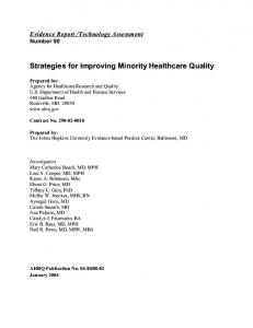 Strategies for Improving Minority Healthcare Quality - Semantic Scholar