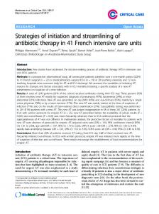 Strategies of initiation and streamlining of antibiotic