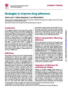 Strategies to improve drug adherence