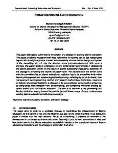 STRATEGIZING ISLAMIC EDUCATION - International Journal of ...