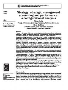 Strategy, Strategic Management Accounting and Performance: a ...