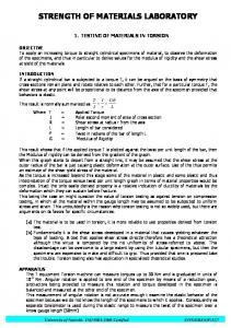 STRENGTH OF MATERIALS LABORATORY