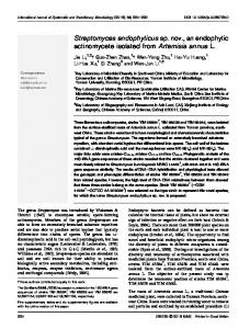 Streptomyces endophyticus sp. nov., an endophytic actinomycete ...