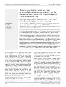 Streptomyces halophytocola sp. nov., an endophytic ...