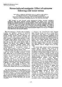 Stress-induced analgesia: Effect of naloxone following ... - Springer Link